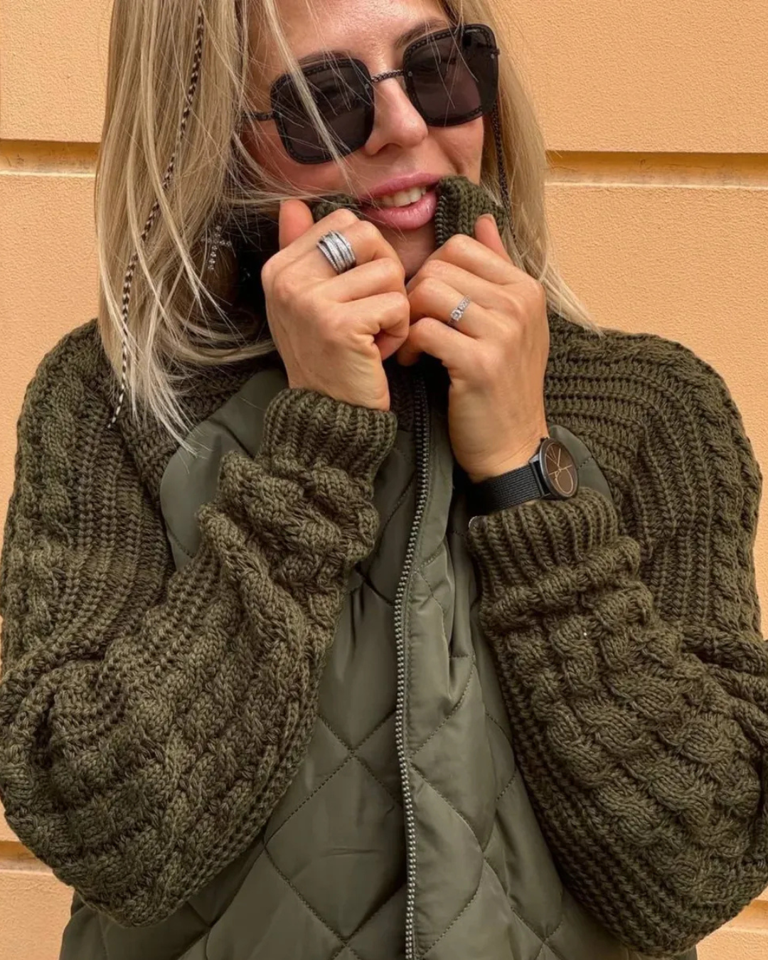 Casaco casual de manga comprida com fecho de correr para mulher®