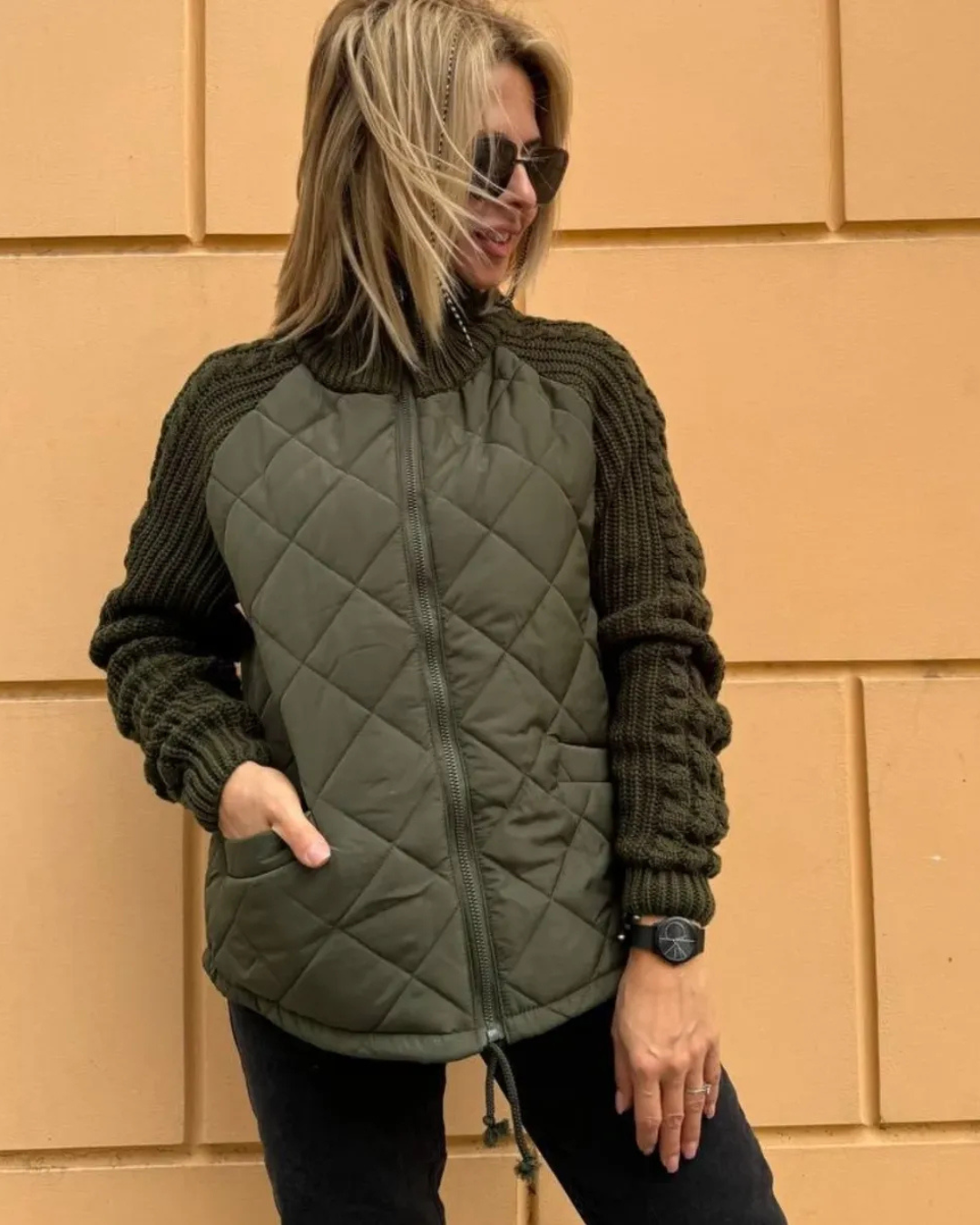 Casaco casual de manga comprida com fecho de correr para mulher®