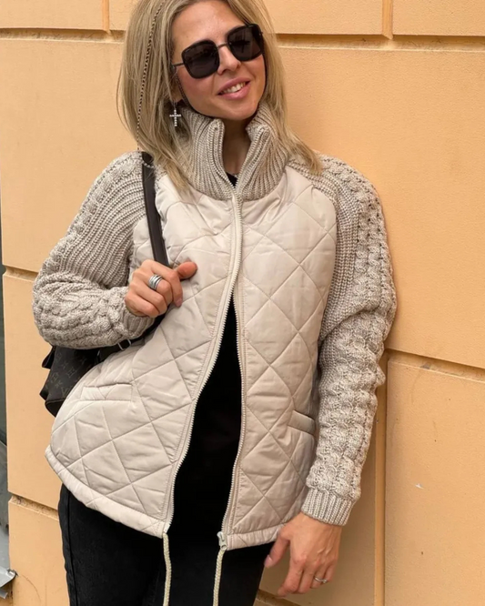 Casaco casual de manga comprida com fecho de correr para mulher