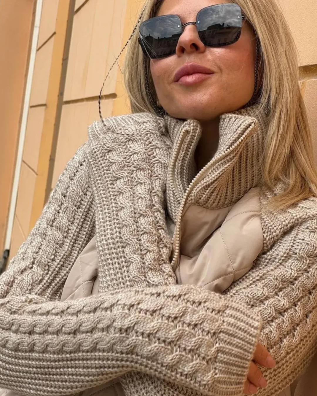 Casaco casual de manga comprida com fecho de correr para mulher®