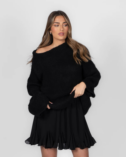 Camisola de malha ultra macia com ombros descobertos para mulher®