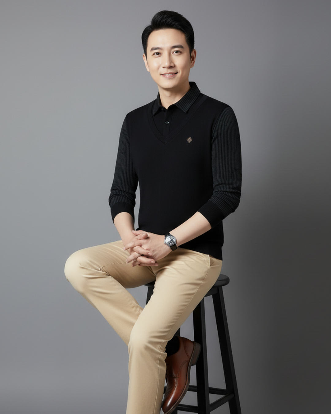 Camisola térmica multifuncional em caxemira premium para homem®