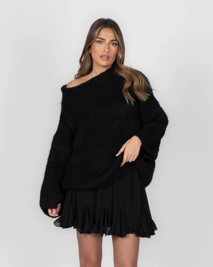 Camisola de malha ultra macia com ombros descobertos para mulher®