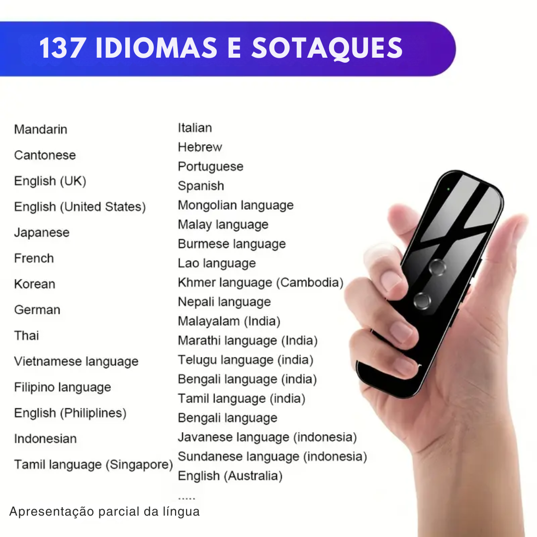 Traductor de Idiomas Portátil ten una comunicação instantânea em viagens e negócios